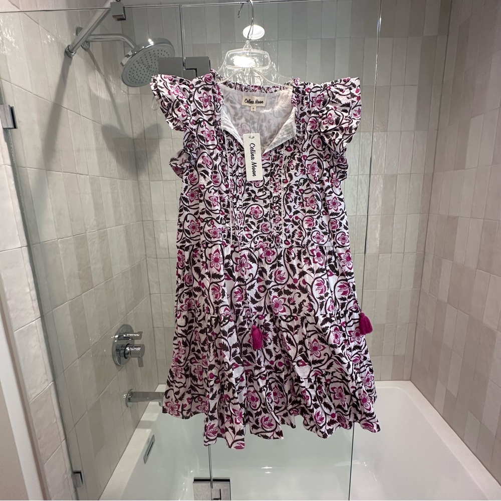 Floral pleated mini dress